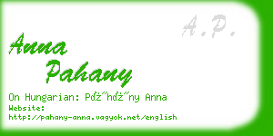 anna pahany business card